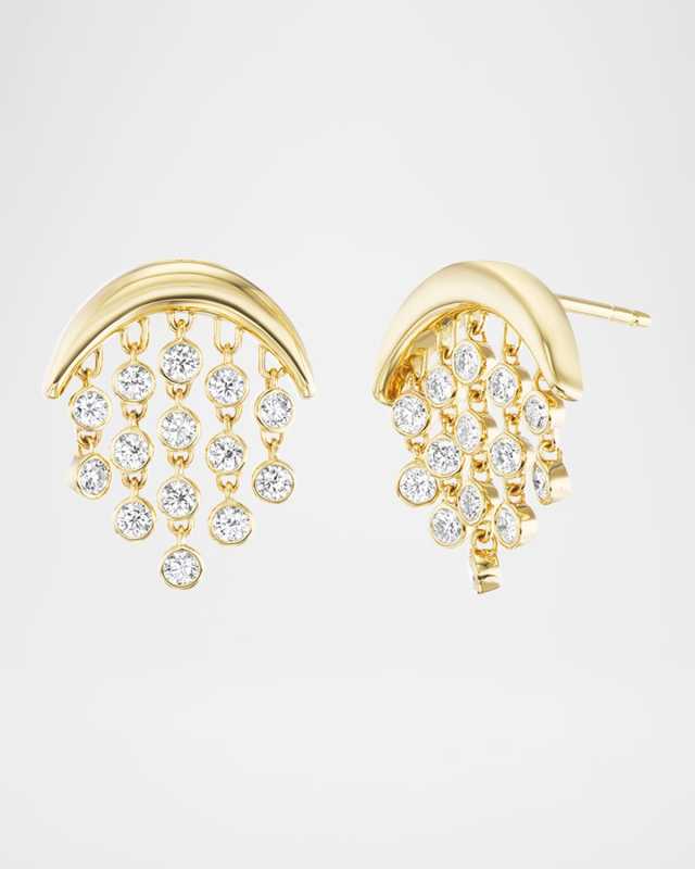 18K Yellow Gold Baby Fringe Diamond Earrings